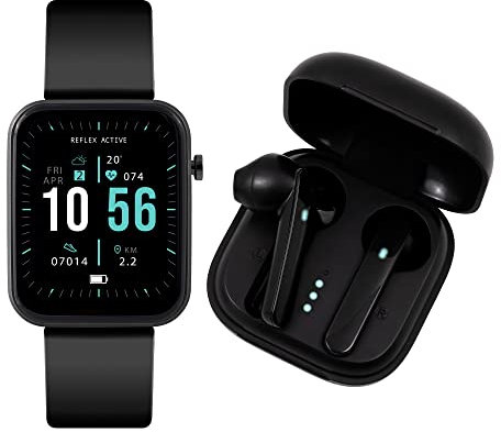 Reflex Active Series 13 Black Smart Watch and True Wireless Sound Earbud Set
