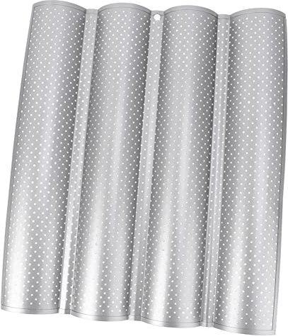 UPKOCH Backform Backblech Französische Brotform Wellendesign Antihaftbeschichtung 4 Schlitze Silber Groß Backwerkzeug für Zuhause und Bäckerei Brotbacken