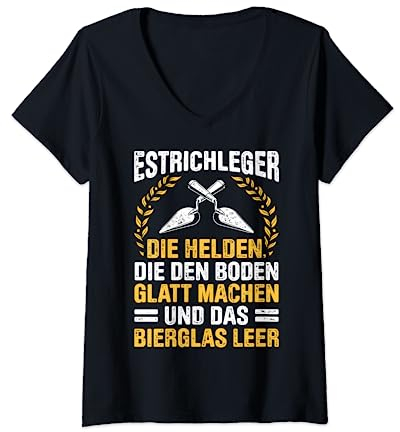 Estrich Legen Für Estrichleger Estrichbauer Handwerker T-Shirt mit V-Ausschnitt