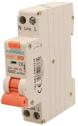 ZOREI Interruptor Magnetotérmico Diferencial, 1P+N 4.5kA 30mA 220V, Ocupa 1 Módulo DIN, Disponible 6A 10A 16A 25A (1P+N 16A)