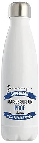 Gourde Isotherme Prof Superhéros | Bouteille Idée Cadeau Homme Humour Collègue famille Anniversaire Noël