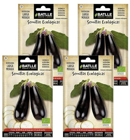 Semillas de berenjena ecológica morada de Semillas Batlle PACK (4)
