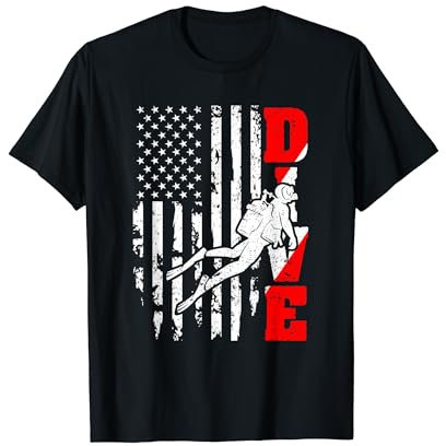 Tauchen Amerikanische Flagge Tauchen US Patriotischer Taucher Schnorchel T-Shirt