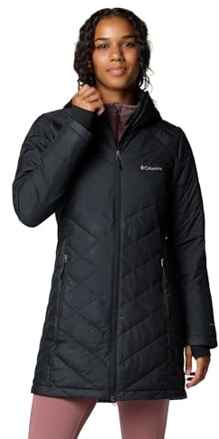 Columbia Chaqueta Larga y Acolchada con Capucha para Mujer, Heavenly