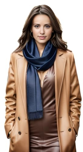 LA FERANI Damen Kaschmir Schal dünn leicht Herbst Winter 200x70 Kaschmirschal dunkel blau extra geschmeidig stilvoll elegant einfarbig Uni Farbe Damenschal (Dunkel Blau)