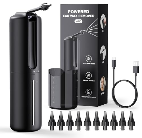 Sxhlseller Elektrischer Ohrenschmalz Entferner mit 4 Reinigungsmodi & 9 Ohrstöpseln - 2000mAh IPX7 Wiederaufladbares Ohrenreiniger, Ohrspülsystem Reinigungsset für die Körperpflege