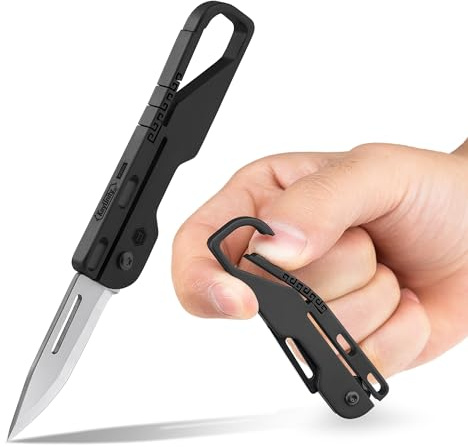 KeyUnity EDC-Klappmesser – Taschenmesser aus Titan mit Karabiner für den täglichen Gebrauch (KK09BK)