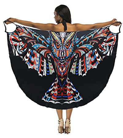 Rayson Vestido de Playa Mujer Cover Up Escotado por Detrás Sin Mangas Moda Pareos Cuello en V Beach Bikini Camisolas Pareos de Playa Abrigo Bañador Verano Beachwear,Búho