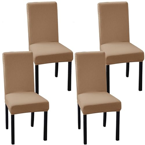 Ocves Stuhlhussen für Esszimmer, 4 oder 6 Stück, dehnbar, Esszimmerstuhlhussen, abnehmbar, waschbar, Stuhlschoner für Bankett, Küche, Party und Zuhause (Khaki, 4 Stück)