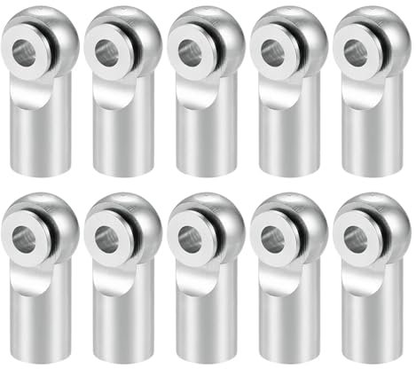 PEGGYLIN 10Pcs M2 Aluminum Alloy Pivot Link Rod End Balls Joint Head Fit For RC Car Crawler Boat Airplane Helicopter Model Parts(Silver)