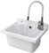 Granitan Sink with Mixer tap and Space for soap Dispenser Garage Cellar Workshop and Laundry Room - Universal washbasin with Siphon - Wall-Mounted washbasin - 42x34x24 cm - White