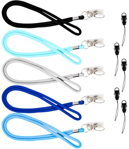 5 Stücke Schlüsselbänder, Umhängebänder, 45cm Nackenband, Schlüsselband, Nylon Lanyards mit Karabiner, Lanyard für Herren Damen Kinder Handy Schlüssel Arbeitskarte ID-Karten