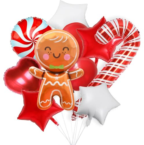 Viojrlly Kit Ghirlanda di Palloncini Natalizi, 10 Pezzi Arco Palloncini Natale, Palloncini Rossi e Bianco per Decorazioni di Natale, Decorazioni Natalizie, Decorazione Natalizia per Bambini, Feste (B)