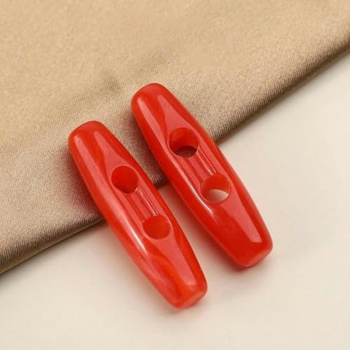 10 Stück 31/39 mm ovale Hornknöpfe Knebelknöpfe für Strickjacken olivgrüne Knöpfe Harz-Knebelknöpfe zum Stricken-rot-39 mm/10 Stück