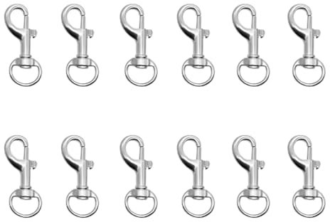 Lot de 12 mousquetons pour laisse pour chien, mousquetons avec articulation pivotante, mousqueton à tourbillon, vous pouvez utiliser les mousquetons sans problème pour laisses de chien, porte-clés,