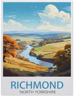 Jigsaw Puzzle 1000 Pieces for Adults，Richmond North Yorkshire Vintage Travel Poster，Large Puzzle Game Artwork for Adults Teens（38x26cm）-AO76