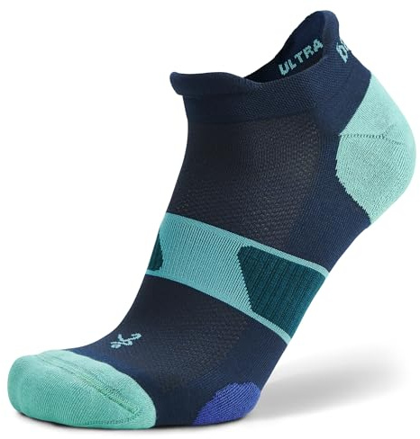 Balega Ultraglide No Show Calcetines para Correr para Hombres y Mujeres (1 Par) - Ajuste Ergonómico, Absorbente de Humedad, Transpirable, Punta Sin Costuras, Azul, Talla M (EU 40-42,5)