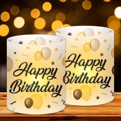 Forbabe 12 Windlicht Tischdeko Geburtstag Mann Frau,Happy Birthday | Tischdeko Frauen Männer Mädchen Jungen,Geburtstag Deko Tischdeko Outdoor Geeignet für Teelichter oder Kerzen,Party