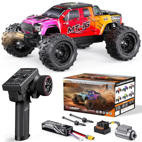 DIKAVEY 1/16 50MPH Brushless 4WD RC Truck,Upgradeable All-Terrain Remote Control Cars with 3S Battery,Waterproof Fast Off-Road RC Truggy