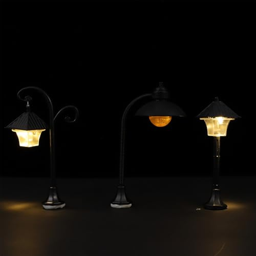 VICASKY Set 3 Mini Lampioni Ornamentali Luminosi Per Decorazioni Paesaggistiche Fai-da-te, Accessori Design Compatto Per Mini Giardino e Casa Delle Bambole