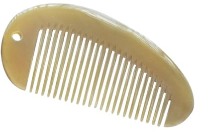 DECORNIJIA Peine Natural de Cuerno de Perforado Antistático para Alisar Cabello Diseño de Dientes Finos Cepillo Tradicional Hecho Mano Cuidado para Cabello Saludable