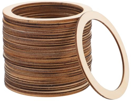AUTSUPPL Anneaux Ronds en Bois Naturel 30 Pièces, Finition Lisse et Polie, Cercles Plats pour Décoration Intérieure et Bricolage Créatif la Maison