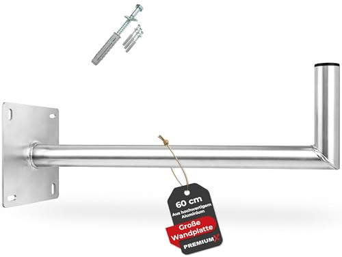 Premium X 60cm Wandhalter Aluminium XXL Wandplatte ALU Winkel-Halter für SAT-Schüssel Satelliten-Antenne inkl. Schraubensatz