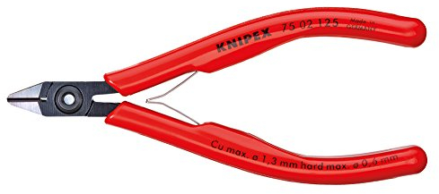 Knipex 75 02 125 Elektronik-Seitenschneider brüniert mit Kunststoff-Hüllen, 125 mm
