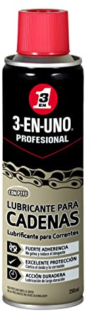 3 EN UNO Profesional - Lubricante de cadenas con PTFE en Spray-250 ml, Incoloro (34470)