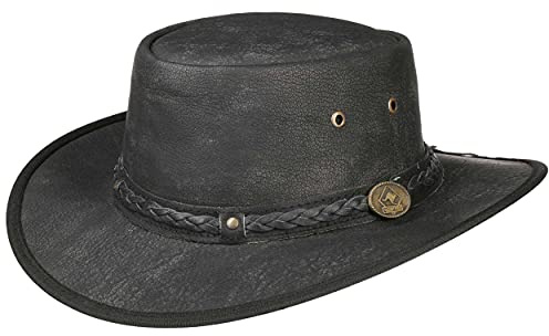 Scippis Chapeau en Cuir Springbrook (L (58-59 cm) - Noir)