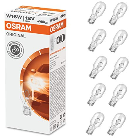 OSRAM ORIGINAL LINE 12V, W16W, Halogen-Signallampen, Karton-Faltbox (10 Lampen), Gelb, gelb