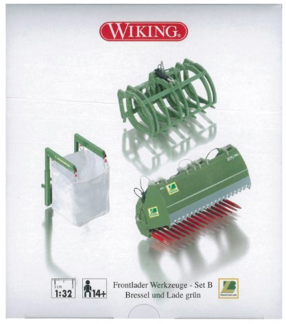 Wiking 077384 - Frontlader Werkzeuge Set B Bressel & Lade grün - 1:32