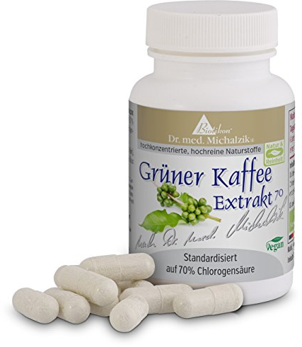 Grüner Kaffee Dr. med. Michalzik - 90 Kapseln - je Kapsel 200mg Green Coffee-Extrakt - 70% garantierter Anteil an Chlorogensäuren - ohne Zusatzstoffe - von BIOTIKON®