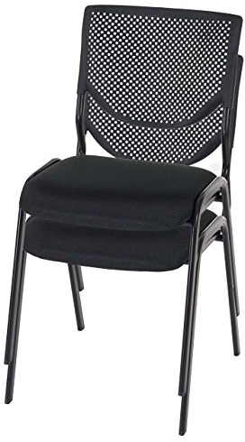Mendler 2er-Set Besucherstuhl T401, Konferenzstuhl stapelbar, Stoff/Textil - Sitz schwarz, Füße schwarz