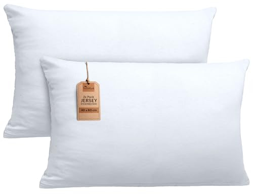 NatureMark 2er Set Jersey Kissenbezüge – Elastisch, weich, atmungsaktiv und hautfreundlich – Waschbare Kissenhülle - 40x60 (ideal für Nackenkissen) – Weiß