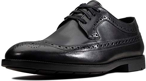 Clarks Herren Ronnie Limit Brogues, Schwarz Black Leather, 43 EU