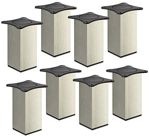SOTECH 8 Stück Möbelfüße Quebec II 150 mm 65 x 65 mm Edelstahloptik | Schrankfüße aus Aluminium