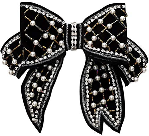 SOIMISS Große Schleife Haarspangen Strass Perle Haarnadeln Perlen Bowknot Krokodilklemmen Haarspange Vintage Glitter Bobby Pins für Frauen Mädchen Party Haarschmuck (Schwarz)