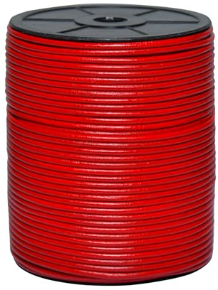Cords Essentials Cordoncino rotondo in vera pelle, corda per la creazione di gioielli, collane, bracciali, trecce kumihimo, impacchi, artigianato e progetti hobby (rosso, 3,0 mm)