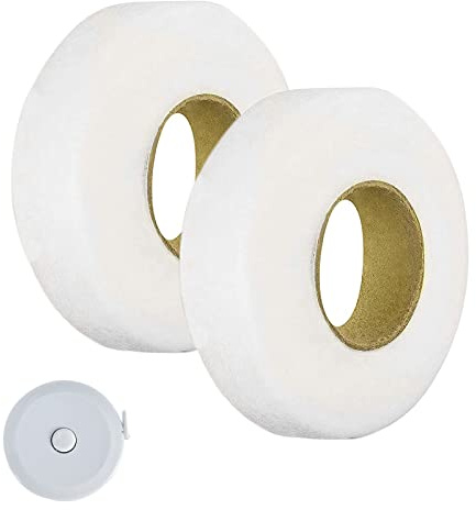 Zhongtou 2 Rolle Saumband zum Aufbügeln 140 Yards 20mm Breit Saumband Selbstklebend Bügelband für Vorhänge mit Maßband Gardinen Kürzen Ohne Nähen Bügelkleber für Textilien Kleidung