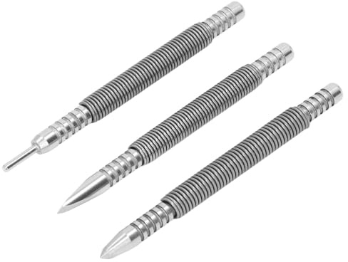 Spring Nail Punch, 3Pcs Carbon Steel Nail Set und Counter Punch 3500PSI Shock S Nail Set und Counter Punch für Holz Metall Glas