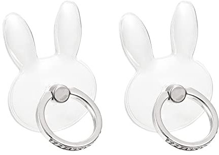 sourcing map Transparent Phone Ring Holders, Diamond Clear Finger Grip Stand for Phone, Case, Tablet (Rabbit Shape), 2Pcs