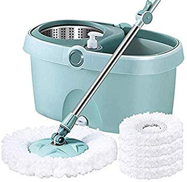 Fregona con Cubo, fregona con Varilla giratoria para el hogar, fregona automática de un Solo Cubo, fregona Perezosa, fregona de Agua con cinturón Plano