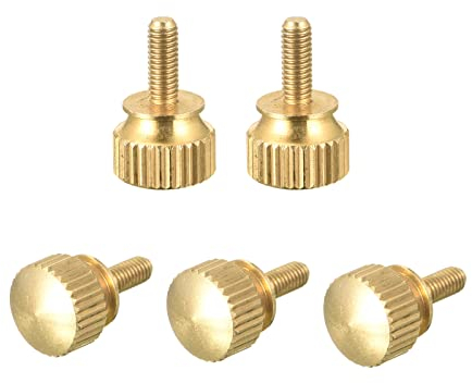 sourcing map 5Pcs Bouton Moleté Vis, M3x8mm Laiton Épaule Boulons Étagé Poignée Boutons Attaches pour PC, Électronique, Mécanique