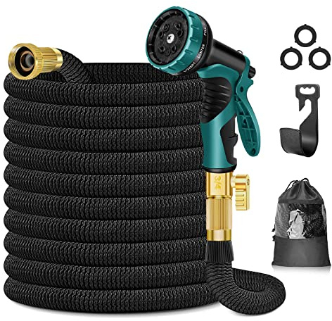 HOHAOO Flexibler Gartenschlauch, 15 m, Schwarz