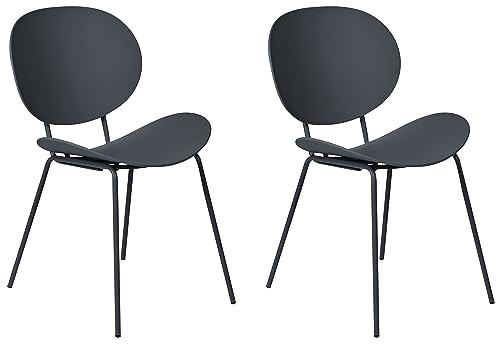 Beliani Esszimmerstuhl 2er Set Kunststoff schwarz mit Metallfüßen Modern Shonto