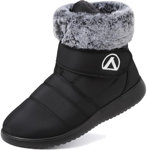 Lvptsh Botas de Nieve Mujer Impermeable Zapatos para Invierno Botines de Invierno Forradas Calientes Cómodas Antideslizantes,Black,EU40