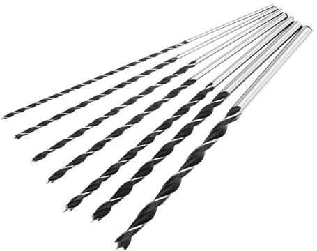 KIZAMI 7pcs Long Wood Drill Bits Set 4mm 5mm 6mm 7mm 8mm 10mm 12mm X 300mm Brad Point Woodworking Hole Saw