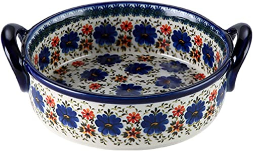 DUBMAG Lata for Asar esmaltada, Juego de bandejas for Hornear, Fuente for Hornear de cerámica de Porcelana con asa, Bandeja for Hornear de cerámica for Horno, orquídea-950ml