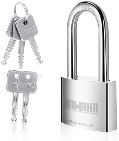 KAWAHA 41/40LKD-5SK Hochsicherheits-Edelstahl-Schloss mit Schlüssel für den Innen- und Außenbereich (robust, rostfrei) (40mm, L - 5 Edelstahl-Schlüssel)
